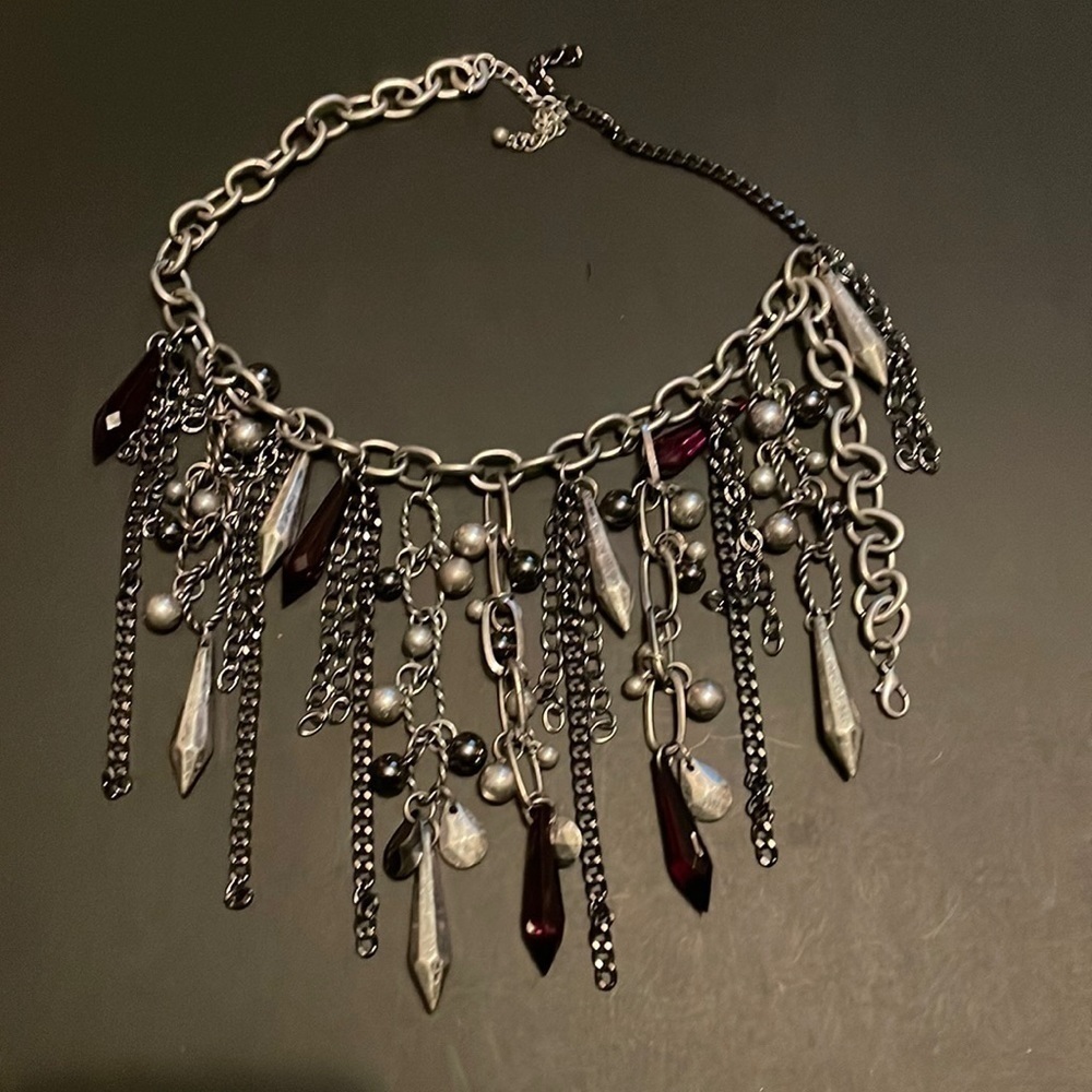 Silver statement exaggerated layered choker  necklace